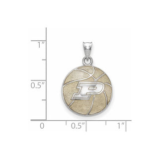 Sterling Silver Rhodium-plated LogoArt Purdue University Letter P Enameled Basketball Pendant