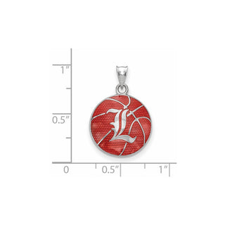 Sterling Silver Rhodium-plated LogoArt University of Louisville Letter L Enameled Basketball Pendant