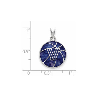 Sterling Silver Rhodium-plated LogoArt Villanova University Letter V Enameled Basketball Pendant