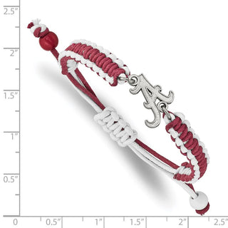 Stainless Steel LogoArt University of Alabama Letter A Adjustable Cord Bracelet