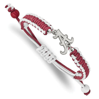 Stainless Steel LogoArt University of Alabama Letter A Adjustable Cord Bracelet