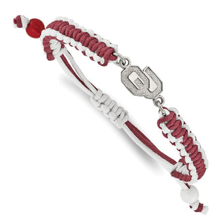 Stainless Steel LogoArt University of Oklahoma O-U Adjustable Cord Bracelet