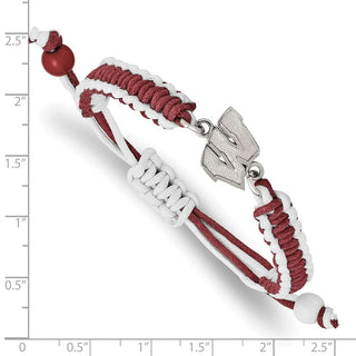 Stainless Steel LogoArt University of Wisconsin Letter W Adjustable Cord Bracelet