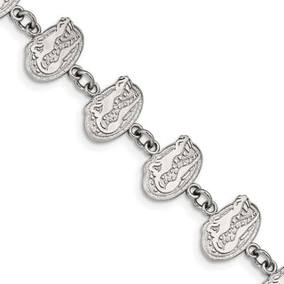 Stainless Steel LogoArt University of Florida Gator Link 7 inch Bracelet with 1.5 inch Extender