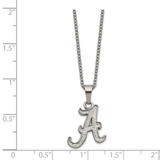 Stainless Steel LogoArt University of Alabama Letter A Pendant 18 inch Necklace with 2 inch Extender