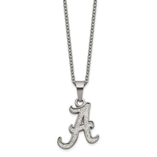 Stainless Steel LogoArt University of Alabama Letter A Pendant 18 inch Necklace with 2 inch Extender