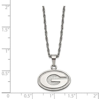 Stainless Steel LogoArt University of Georgia Letter G 18 inch Necklace with 2 inch Extender