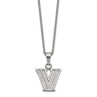 Stainless Steel LogoArt Villanova University Letter V Pendant 18 inch Necklace with 2 inch Extender