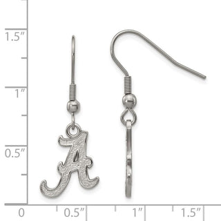 Stainless Steel LogoArt University of Alabama Letter A Dangle Wire Earrings