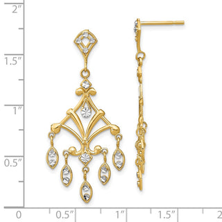 14k Gold w/ Rhodium-Plating 37.7mm Diamond-cut Chandelier Style Dangle Earrings