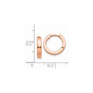 14k Rose Gold 9mm Round Hinged Hoop Earrings