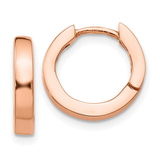 14k Rose Gold 9mm Round Hinged Hoop Earrings