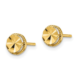 14k Yellow Gold 6.25mm Diamond-Cut Round Stud Earrings