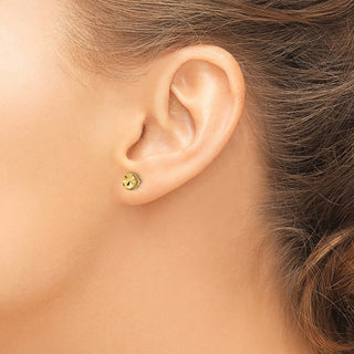 14k Yellow Gold 6.25mm Diamond-Cut Round Stud Earrings
