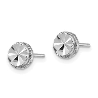 14k White Gold 6.25mm Diamond-Cut Round Stud Earrings