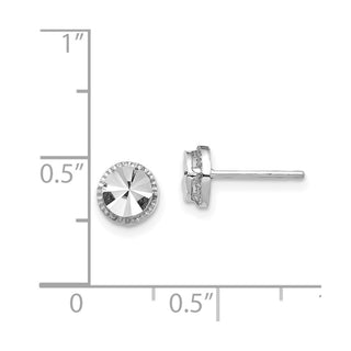 14k White Gold 6.25mm Diamond-Cut Round Stud Earrings