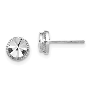 14k White Gold 6.25mm Diamond-Cut Round Stud Earrings