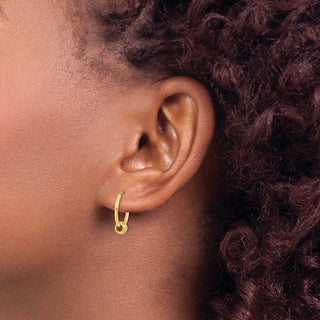 14k Yellow Gold 15.38mm Polished with Diamond-cut Ball Hoop Earrings