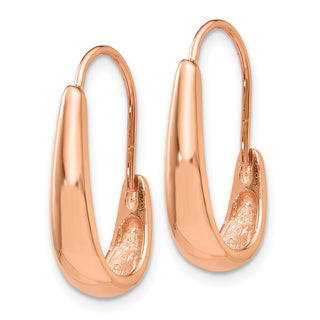 14k Rose Gold 8mm Polished Tapered J-Hoop Wire Earrings