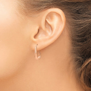 14k Rose Gold 8mm Polished Tapered J-Hoop Wire Earrings