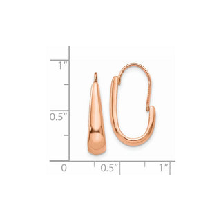 14k Rose Gold 8mm Polished Tapered J-Hoop Wire Earrings