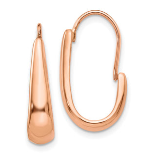 14k Rose Gold 8mm Polished Tapered J-Hoop Wire Earrings