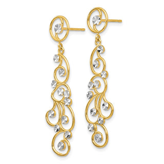 14k Yellow Gold w/ Rhodium-Plating 41mm Filigree Dangle Earrings