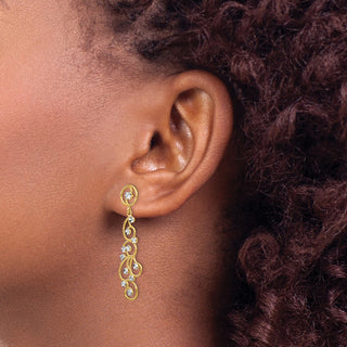 14k Yellow Gold w/ Rhodium-Plating 41mm Filigree Dangle Earrings
