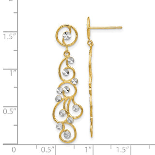 14k Yellow Gold w/ Rhodium-Plating 41mm Filigree Dangle Earrings