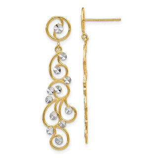 14k Yellow Gold w/ Rhodium-Plating 41mm Filigree Dangle Earrings