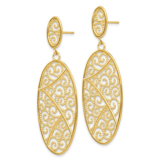 14k Yellow Gold 54mm Oval Dangle Earrings