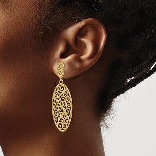 14k Yellow Gold 54mm Oval Dangle Earrings