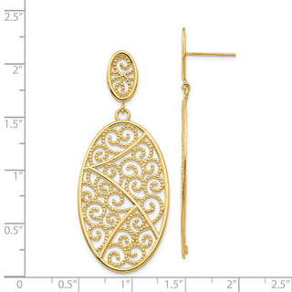 14k Yellow Gold 54mm Oval Dangle Earrings