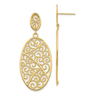 14k Yellow Gold 54mm Oval Dangle Earrings