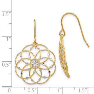 14k Yellow Gold & Rhodium-Plating 32mm Diamond-cut Fancy Shepherd Hook Earrings
