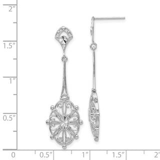 14k White Gold 42mm Diamond-cut Filigree Drop Earrings