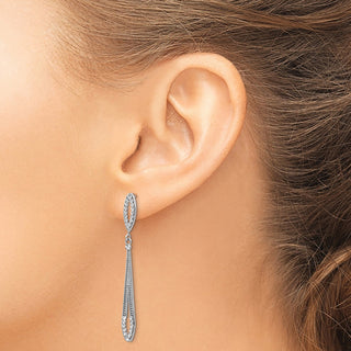 14k White Gold 48mm Diamond-cut Dangle Earrings