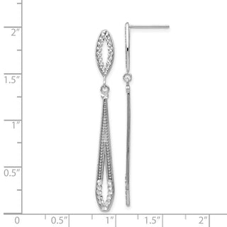 14k White Gold 48mm Diamond-cut Dangle Earrings
