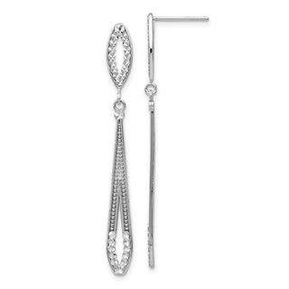 14k White Gold 48mm Diamond-cut Dangle Earrings
