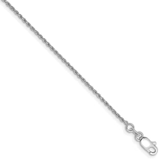 10" 14k White Gold 1.15mm Diamond-cut Machine-made Rope Chain Anklet