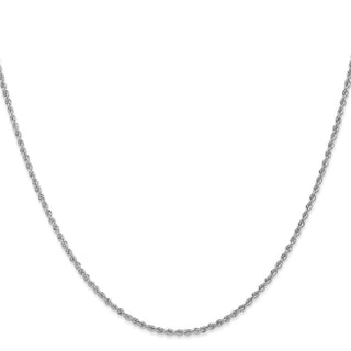 22" 14k White Gold 1.5mm Regular Rope Chain Necklace