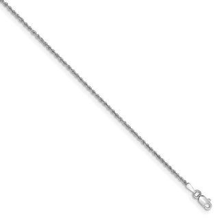 8" 14k White Gold 1.5mm Regular Rope Chain Bracelet