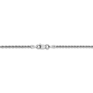24" 14k White Gold 2.0mm Regular Rope Chain Necklace