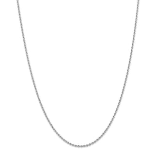 24" 14k White Gold 2.0mm Regular Rope Chain Necklace