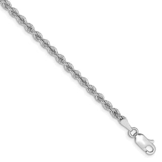 8" 14k White Gold 2.75mm Regular Rope Chain Bracelet