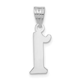 14k White Gold Polished Etched Number 1 Pendant