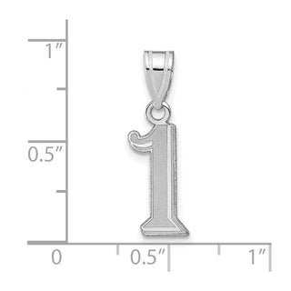 14k White Gold Polished Etched Number 1 Pendant