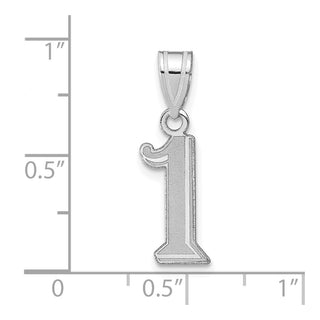 14k White Gold Polished Etched Number 1 Pendant