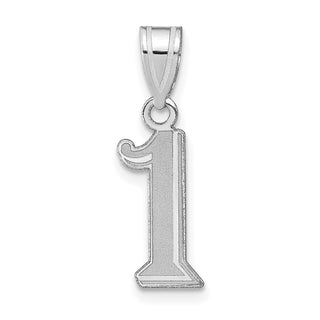14k White Gold Polished Etched Number 1 Pendant