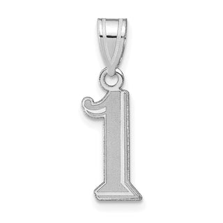 14k White Gold Polished Etched Number 1 Pendant